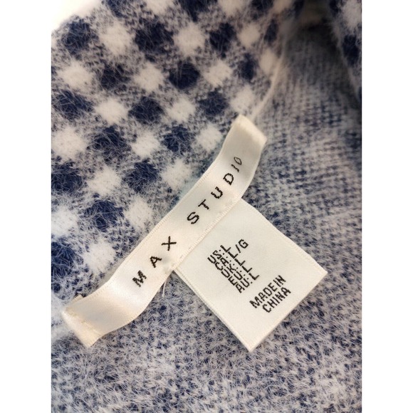Max Studio Womens Blue White Gingham Plaid Button Up Shirt Jacket Shacket Size L - Picture 7 of 11